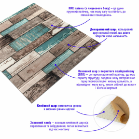 Декоративна 3D панель самоклейка 700х700х6мм Синє дерево (088) SW-00000275