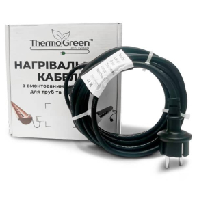 Thermogreen TGRD-30 двухжильний кабель с встроенным термостатом и вилкой для обогрева труб и водостоков / 120 Вт / 4 м