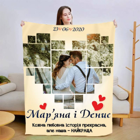 Плед 3D зі своїм фото Серце кохання 3000_C 13466 80х100 см Плед 3D зі своїм фото Серце кохання 3000_C 13466 80х100 см