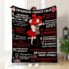 Плед 3D з побажаннями "Правила нашої сім'ї №7" 3329_A 15680 160х200 см