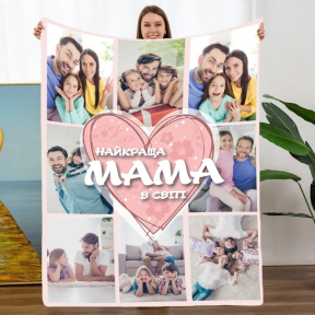 Плед 3D зі своїм фото Мама "Найкраща мама у світі" на 8 фото 20222362_C 10671 80х100 см